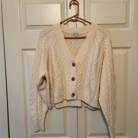 Madewell Sweaters - Madewell Cream Cable-Knit Button Cardigan